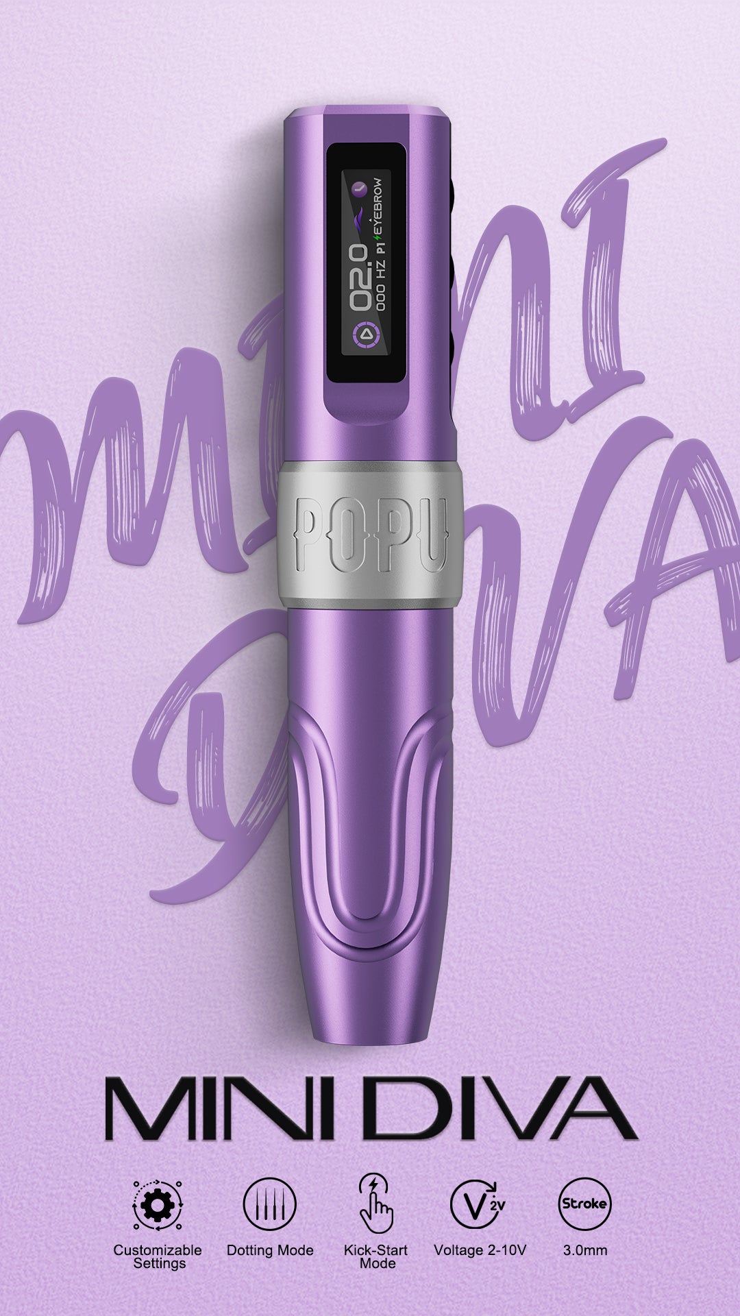 💜POPU MINI DIVA 2V Start-Up Wireless PMU Machine – 3.0mm Stroke - Free Shipping
