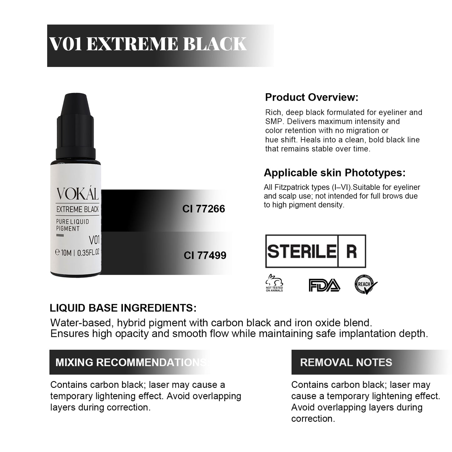 VOKÁL™ V01 Extreme Black – Water-Based Pigment (10ml)