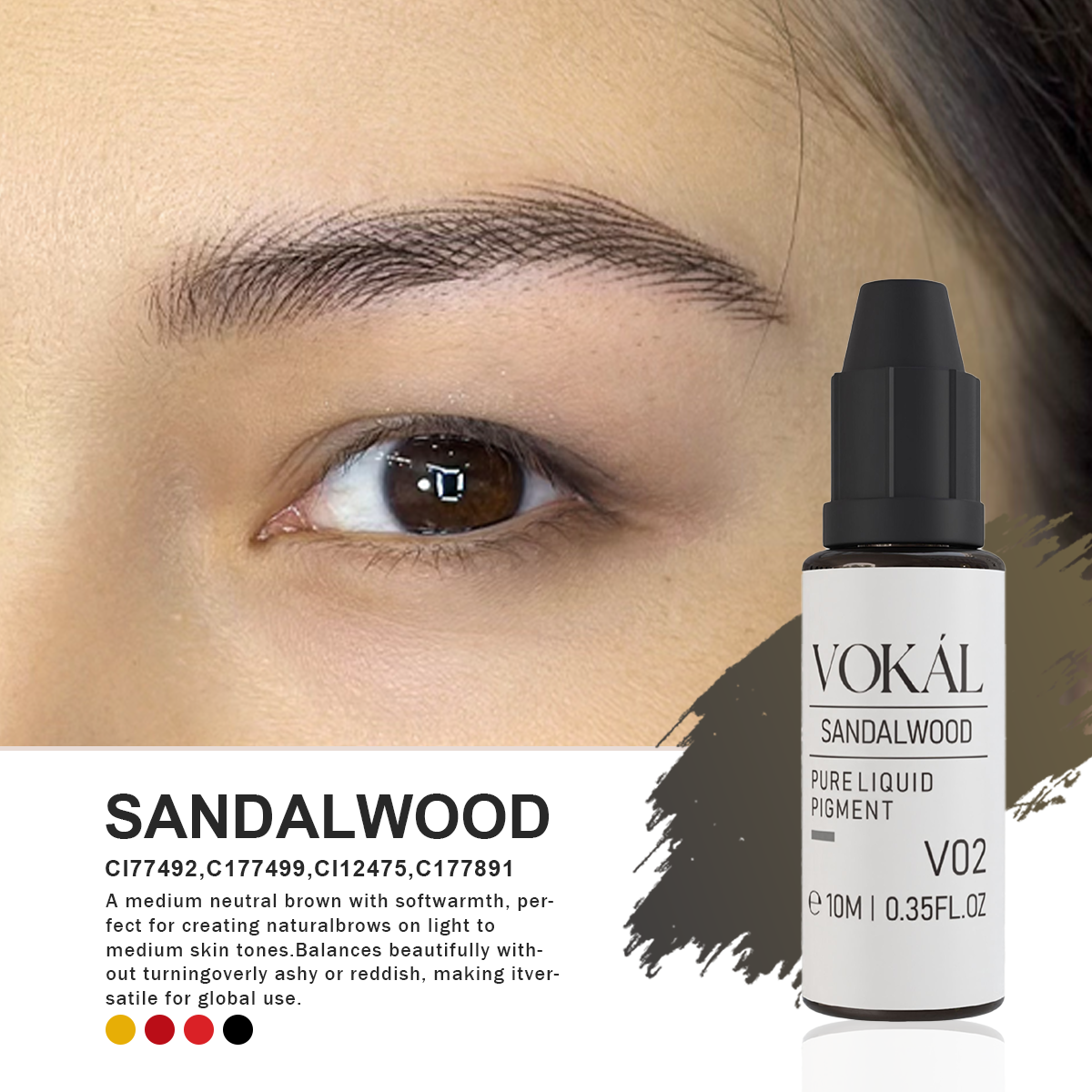 VOKÁL™ V02 Sandalwood – Water-Based Brow Pigment (10ml)