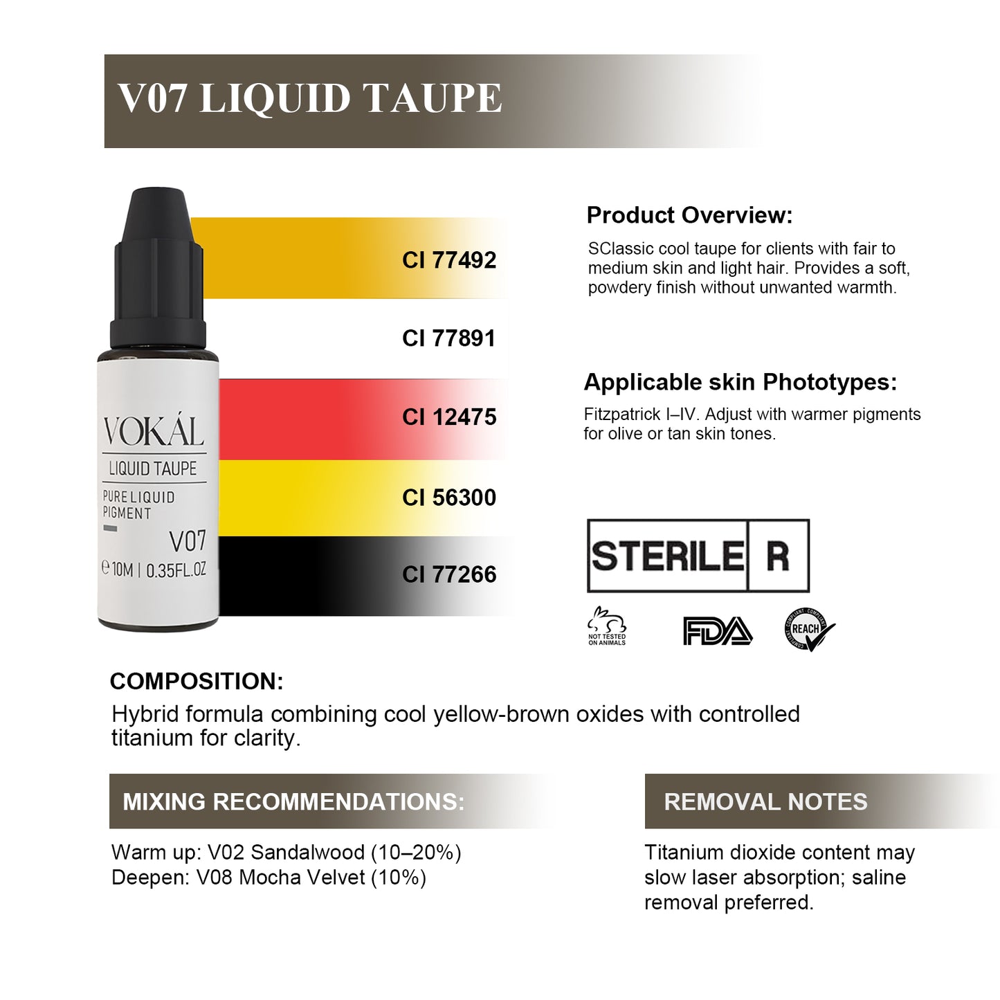 VOKÁL™ V07 Liquid Taupe – Water-Based Pigment (10ml)