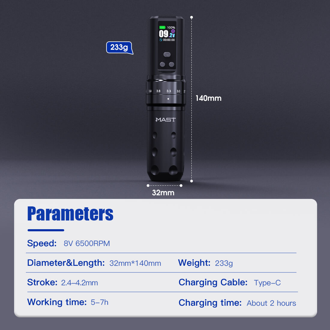 Mast Fold 2 Pro Wireless PMU Tattoo Pen Machine – Free Shipping