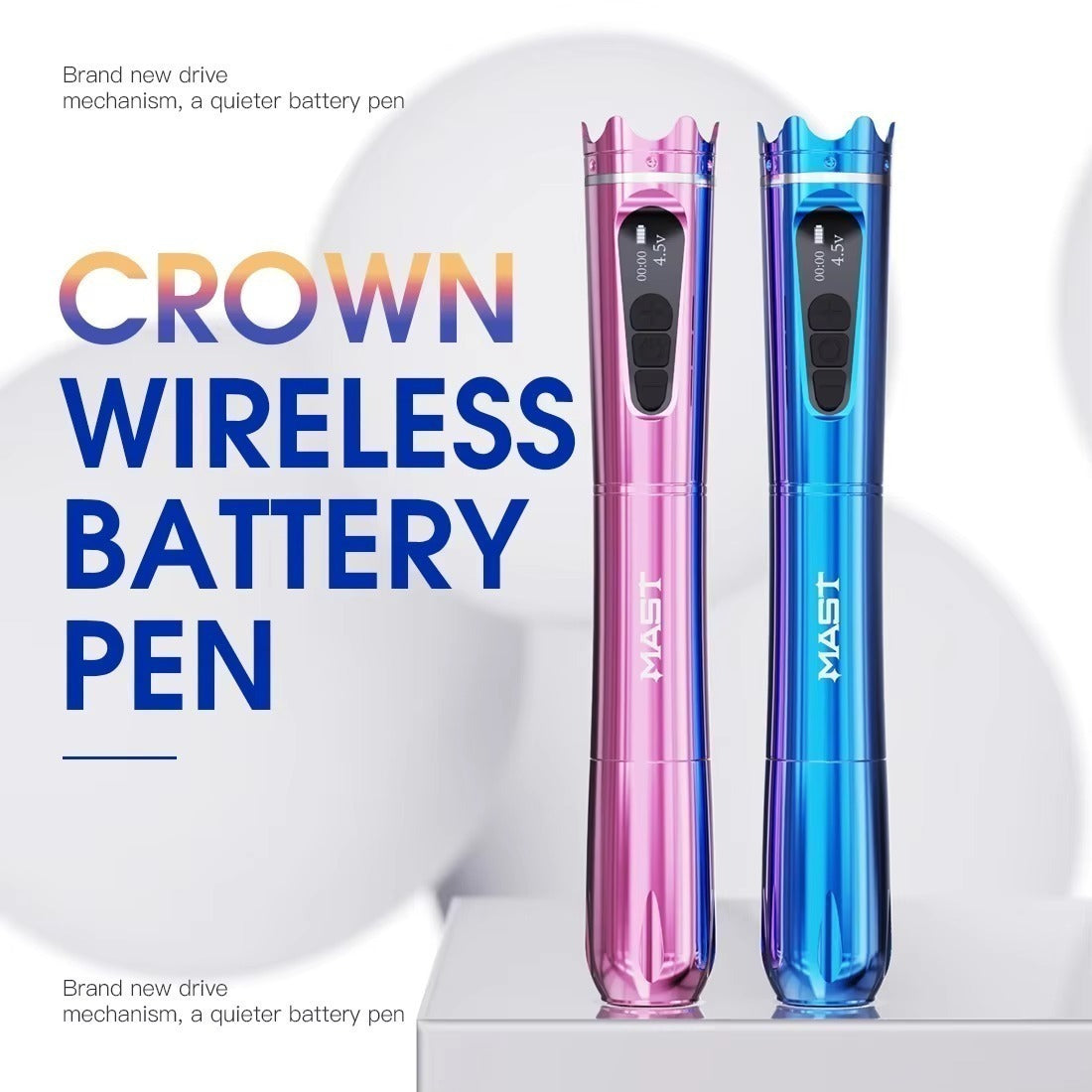 Máquina de tatuaje inalámbrica Mast Crown PMU con batería y cable de clip RCA