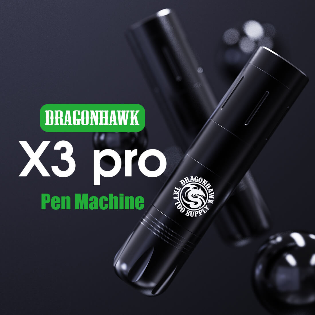 Dragonhawk Wireless Tattoo Pen Machine with 3.5MM Stroke | X3 Pro (2 Batteries ver.)