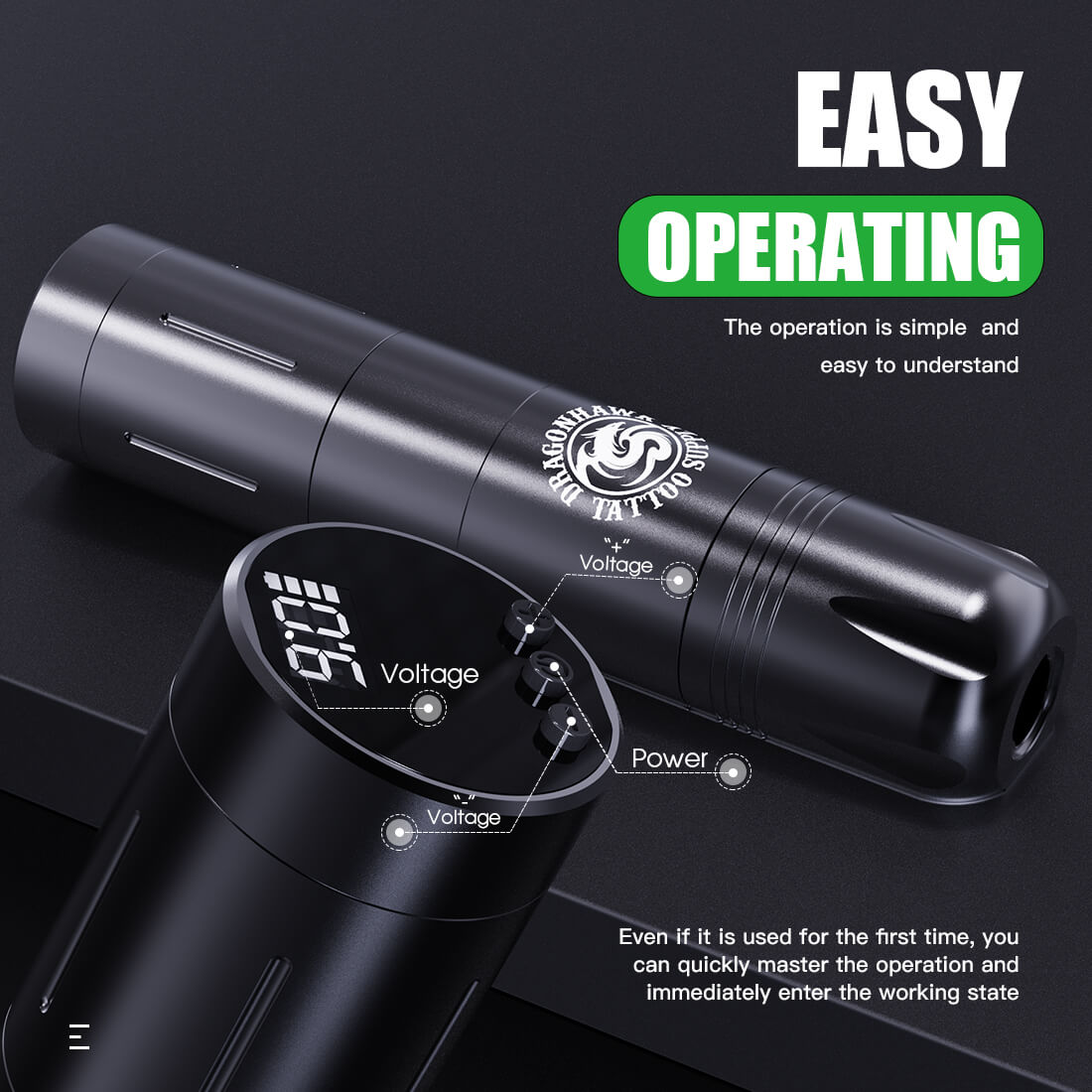 Dragonhawk Wireless Tattoo Pen Machine with 3.5MM Stroke | X3 Pro (2 Batteries ver.)