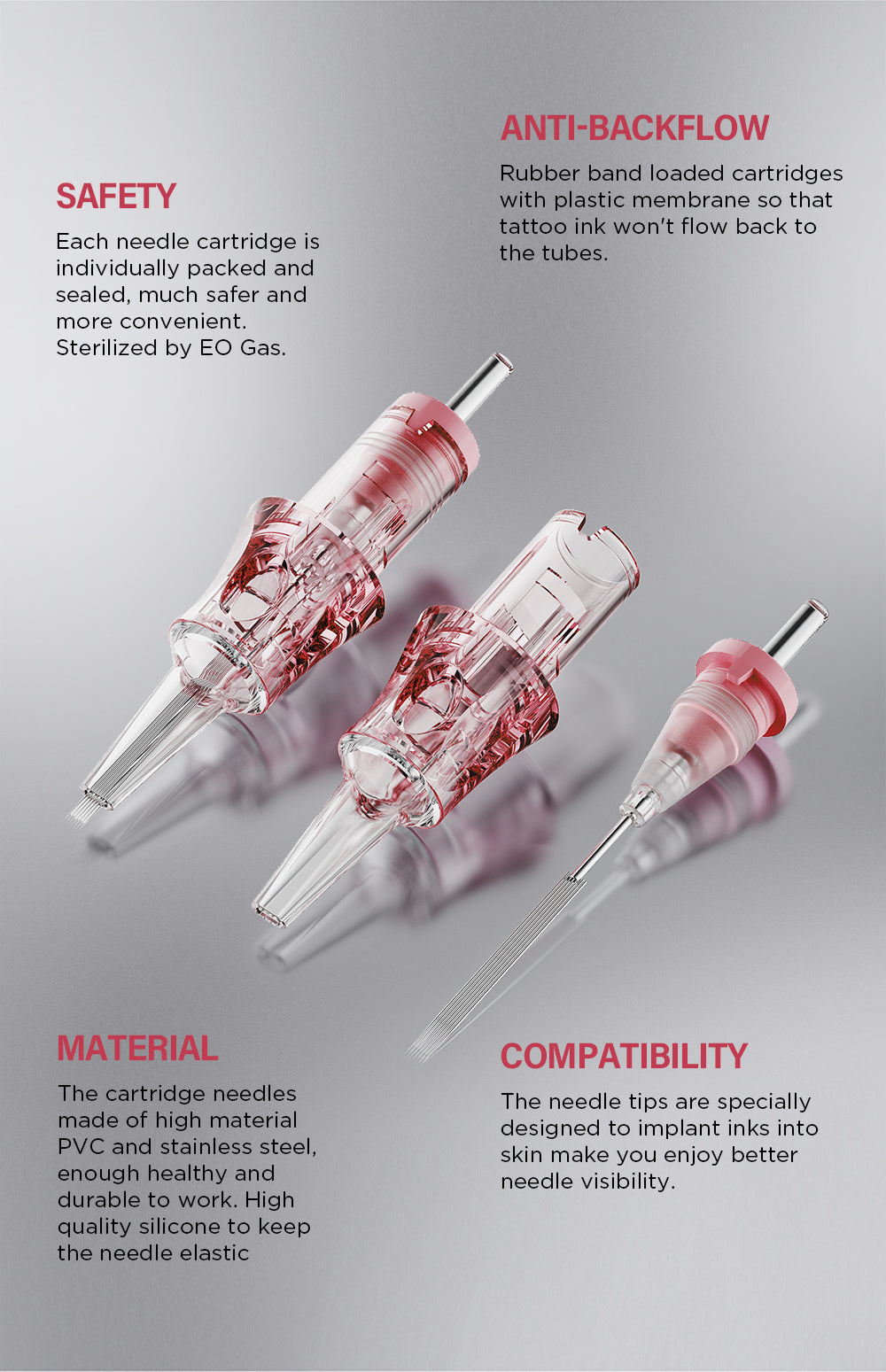 V6 Pink & Transparent Needle Cartridge – Standard Model