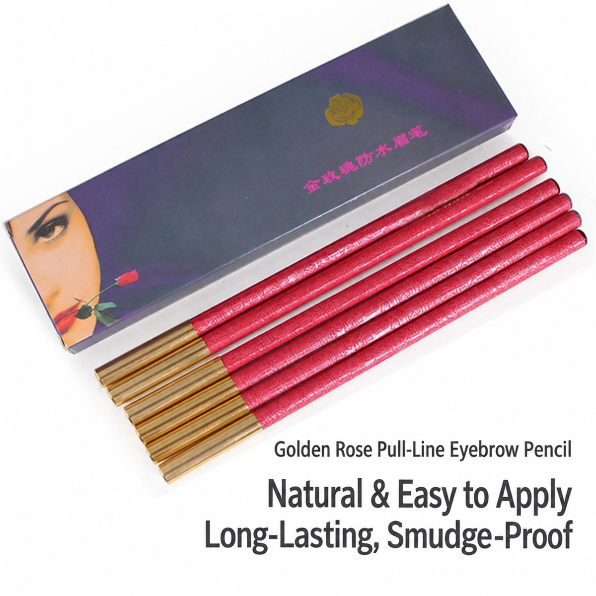 Professional Pull-String Hard-Core Eyebrow Pencil – Waterproof PMU Brow Mapping Pencil, 12PCS/Box