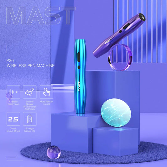 Mast P20 Wireless Tattoo Pen PMU Machine With 2.5MM Stroke (2 Batteries Version) - Free Shipping