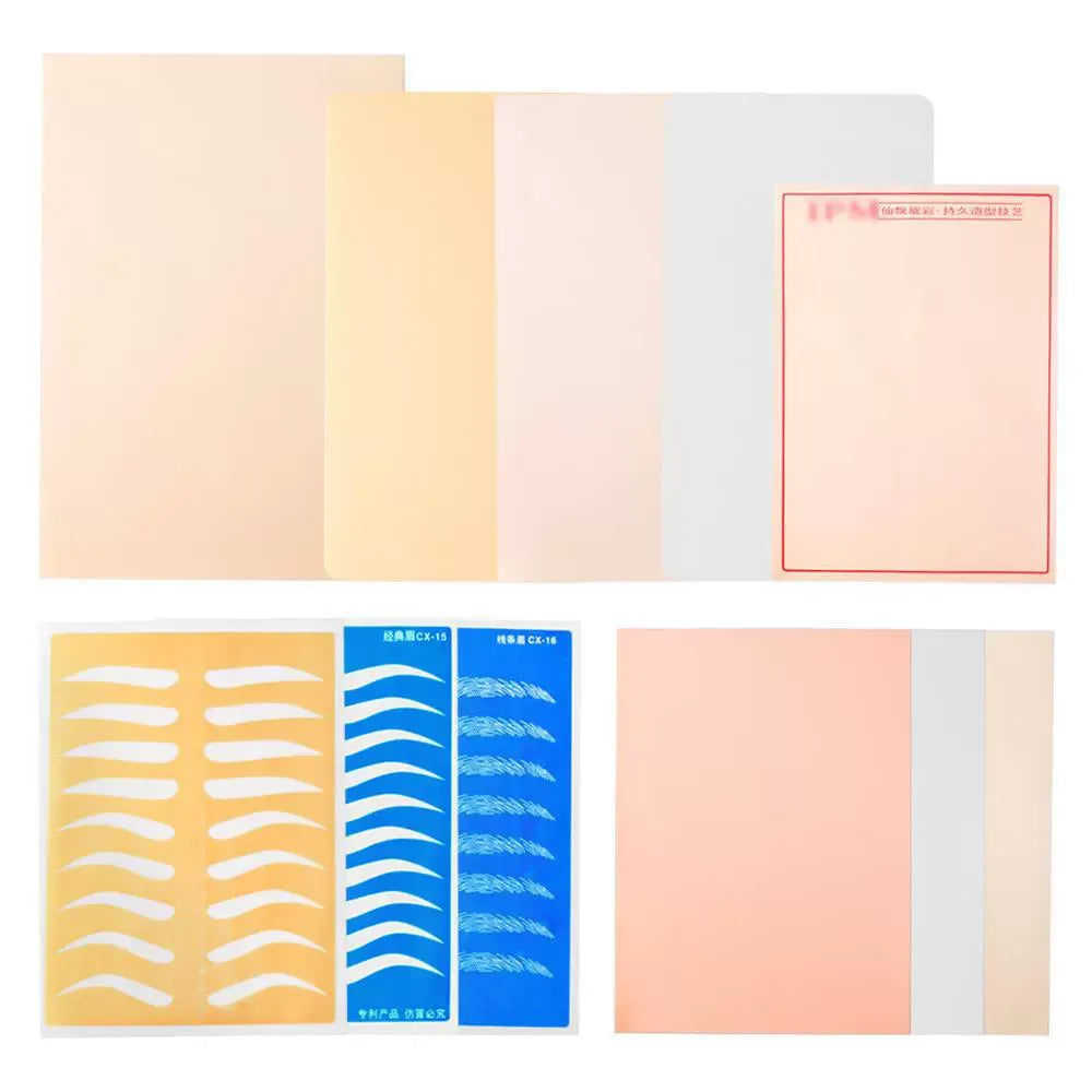 PMU Flexible Practice Skin – Eyebrow & Blank Training Sheets - 11 Styles