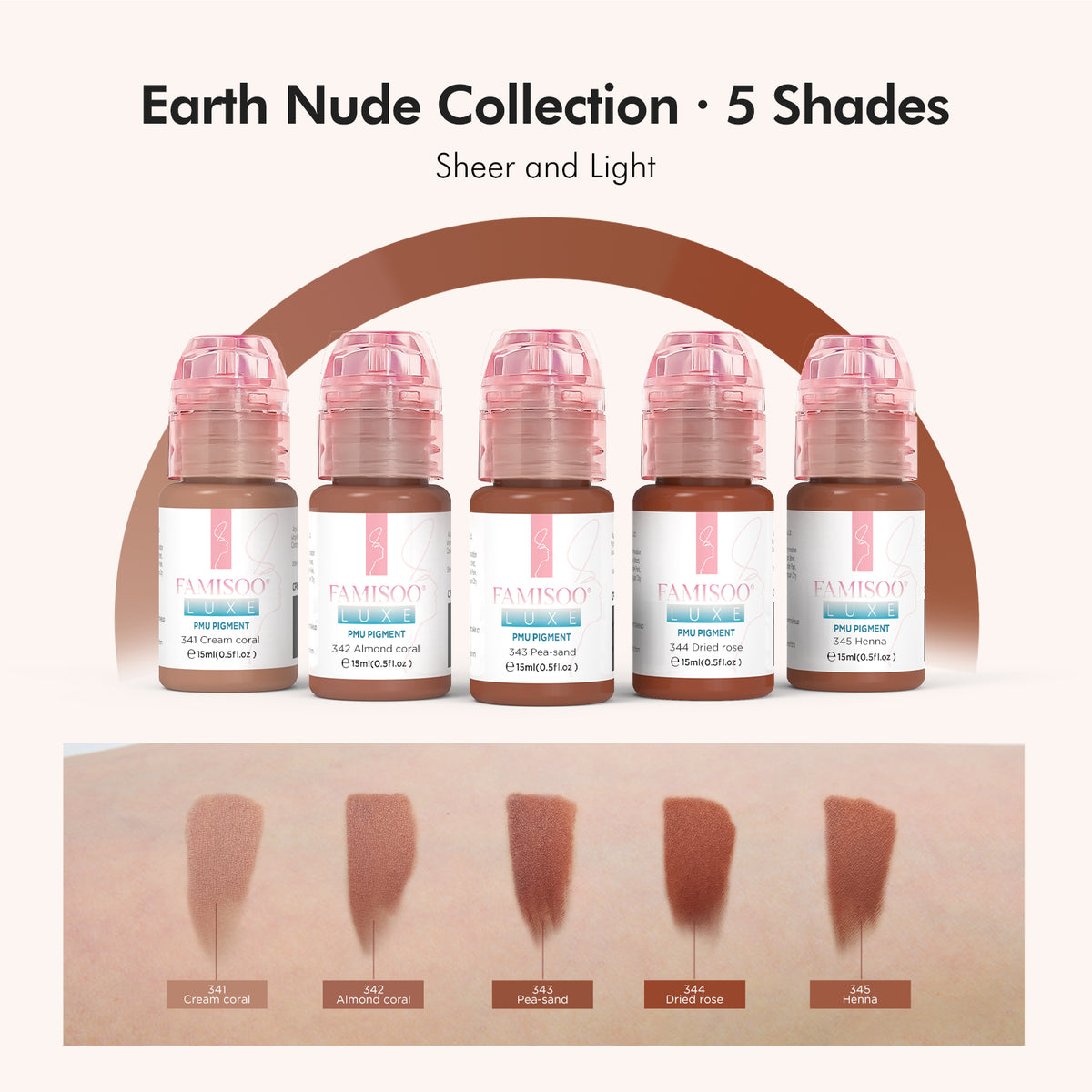 FAMISOO® LUXE Rose Professional PMU Pigment 15ml – Liquid & Cream Colors for Brows, Lips & Eyeliner