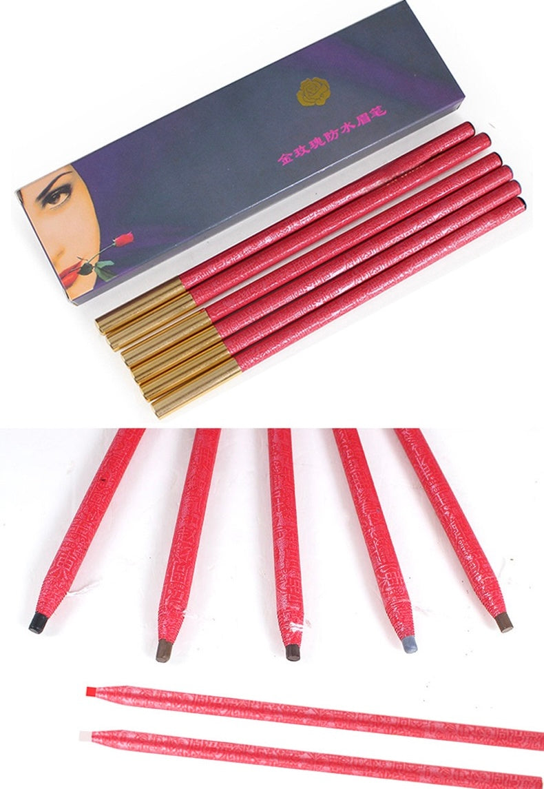 Professional Pull-String Hard-Core Eyebrow Pencil – Waterproof PMU Brow Mapping Pencil, 12PCS/Box