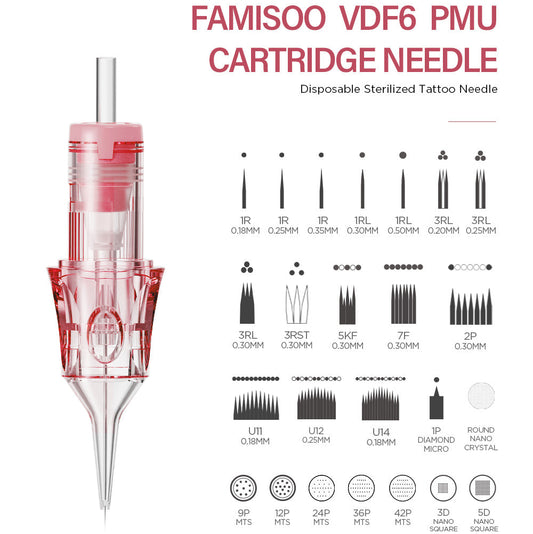FAMISOO V6 Pink Universal PMU Cartridge Needles – Standard Model