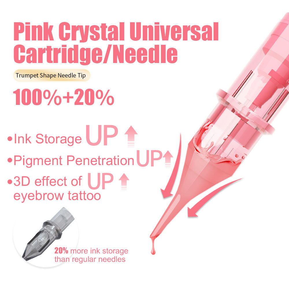 Pink Crystal Universal Cartridge Needles - Professional Cartridges for PMU and Tattoo Artists