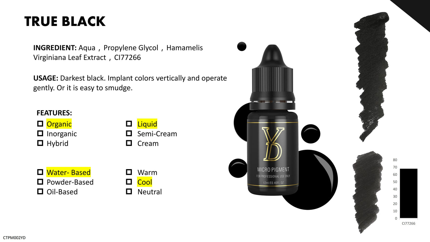 YD PMU Organic Liquid Pigment 12ML Black Cap