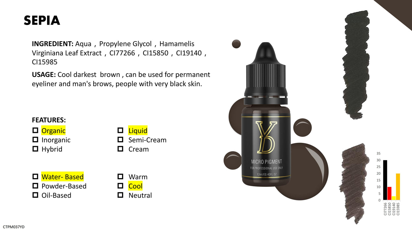 YD PMU Organic Liquid Pigment 12ML Black Cap