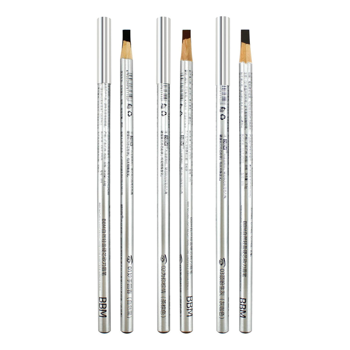 BBM Natural Lightweight Hard-Core Chisel Eyebrow Pencil – Waterproof Brow Mapping & Makeup Pencil – 12PCS/Pack