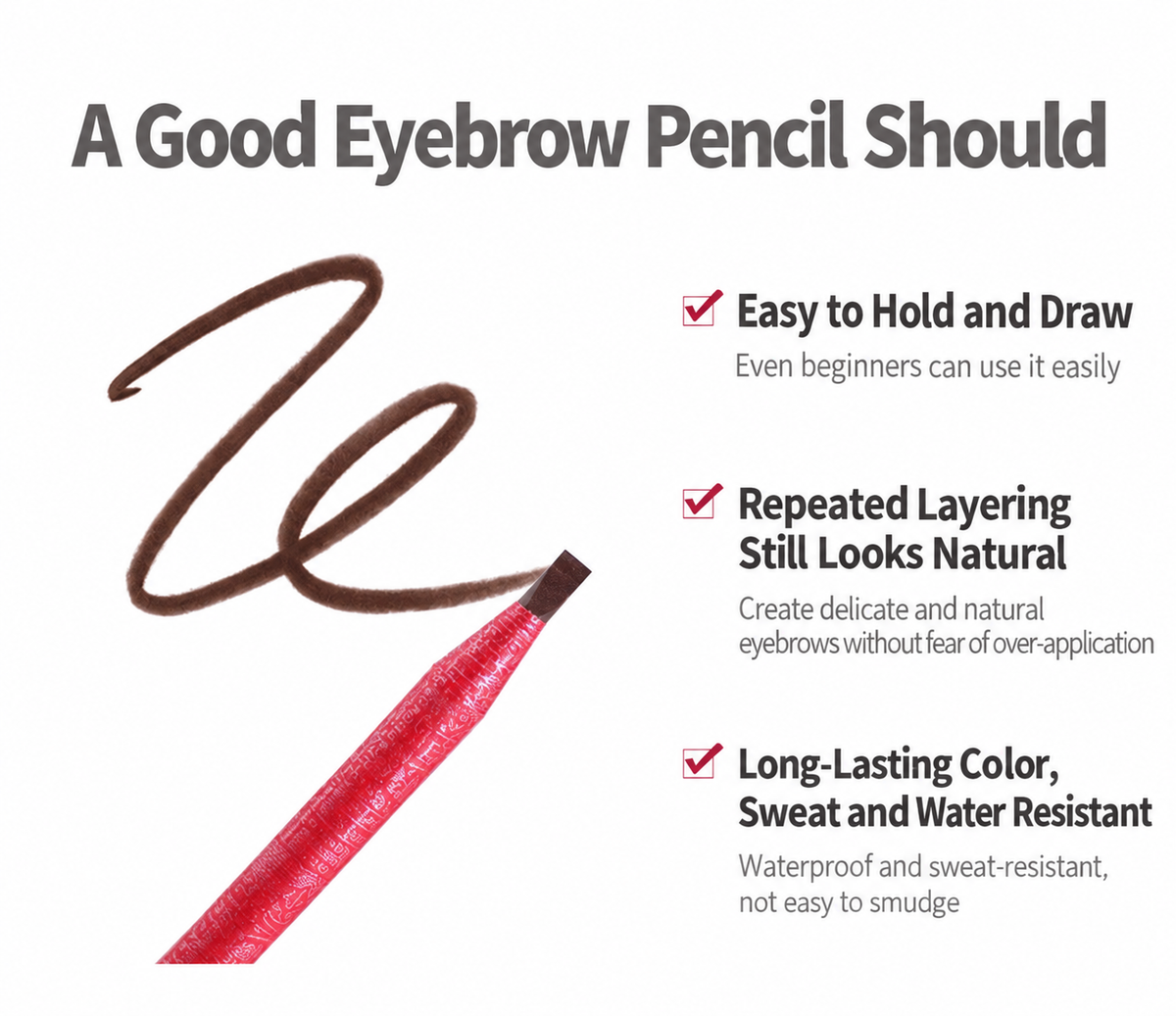 Professional Pull-String Hard-Core Eyebrow Pencil – Waterproof PMU Brow Mapping Pencil, 12PCS/Box