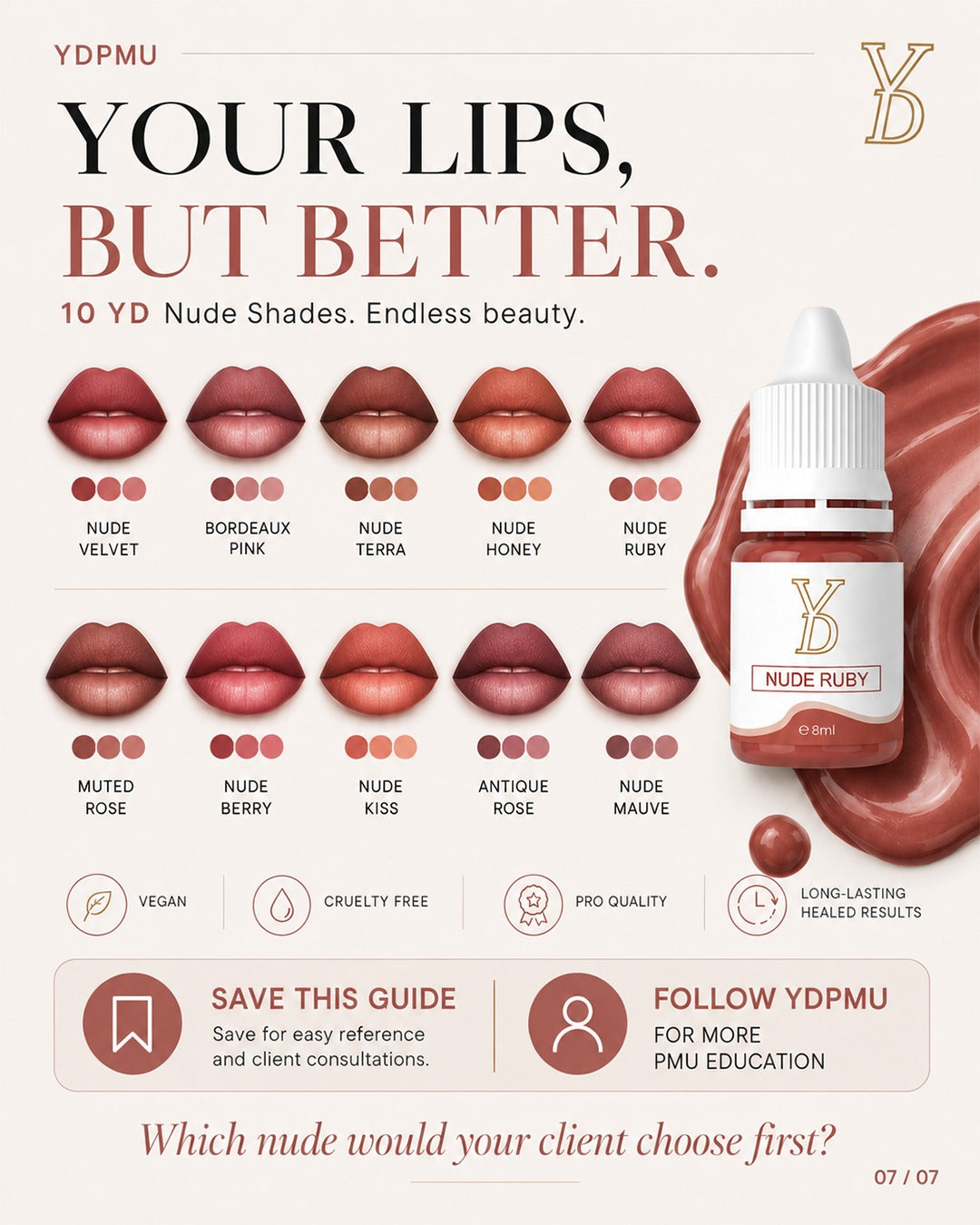 YD Powder Liquid Lip Pigments – 10 Nude Collection (6ml)