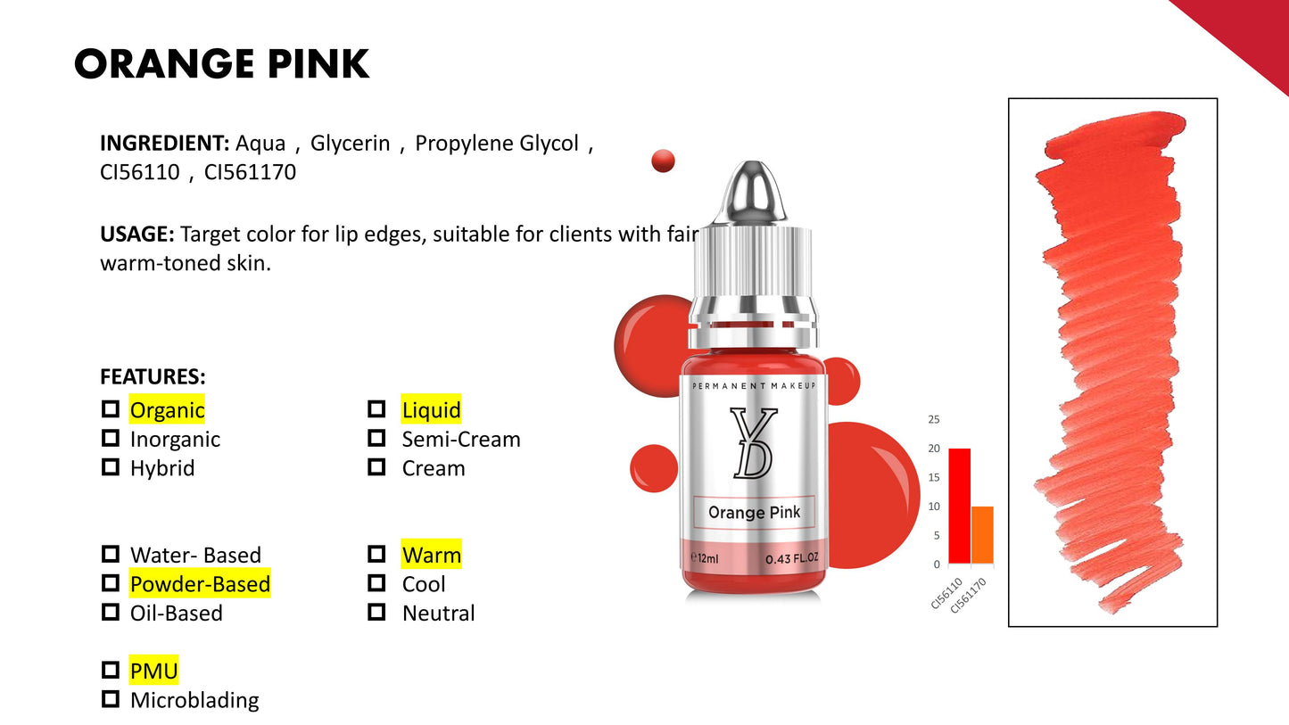 Orange Pink – Powder Hybrid Liquid PMU Pigment