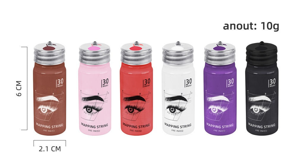 30M Pre-Inked PMU Mapping String – Professional Eyebrow Measuring Thread for Brow Mapping & Permanent Makeup Design