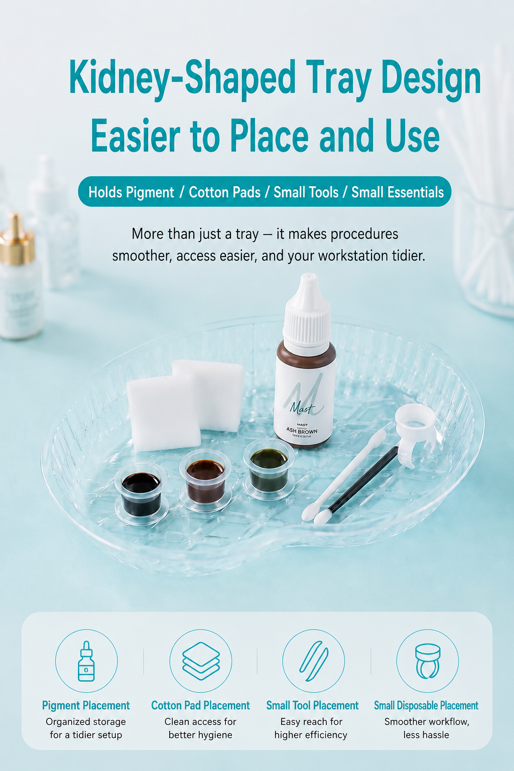 Disposable PMU Tray – Individually Wrapped Hygienic Kidney-Shaped Tray for PMU, Tattoo & Beauty Procedures