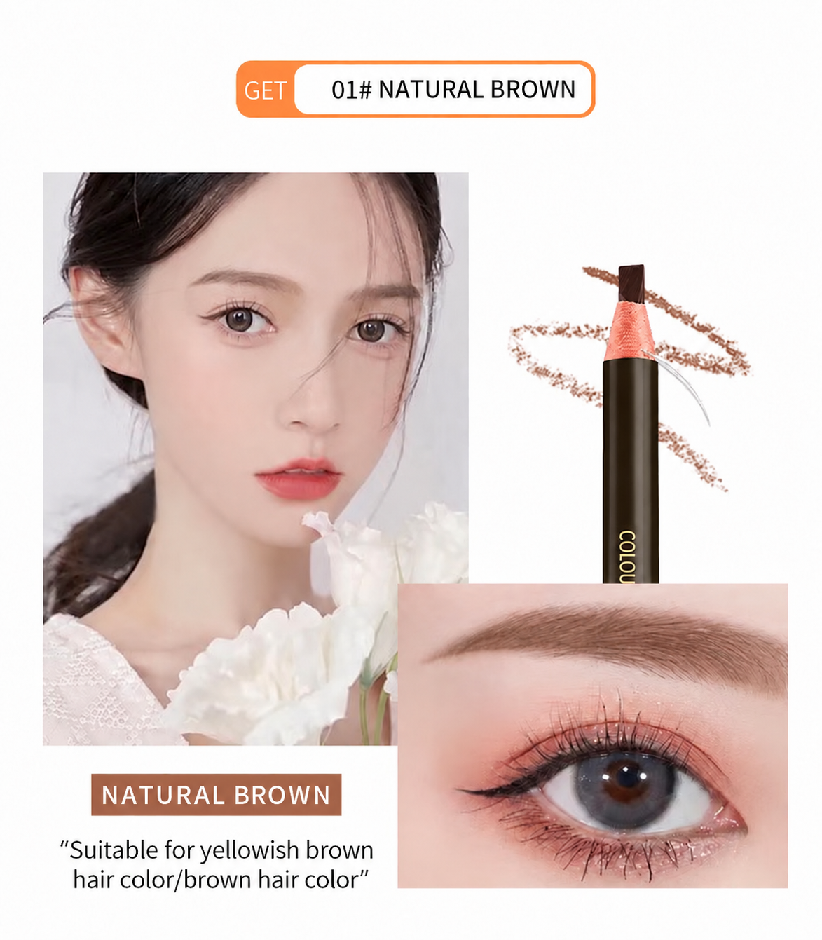 NILAI 1818 Professional Pull-String Eyebrow Pencil – Waterproof Flat-Tip Brow Mapping & Makeup Pencil - 12PCS/PACK