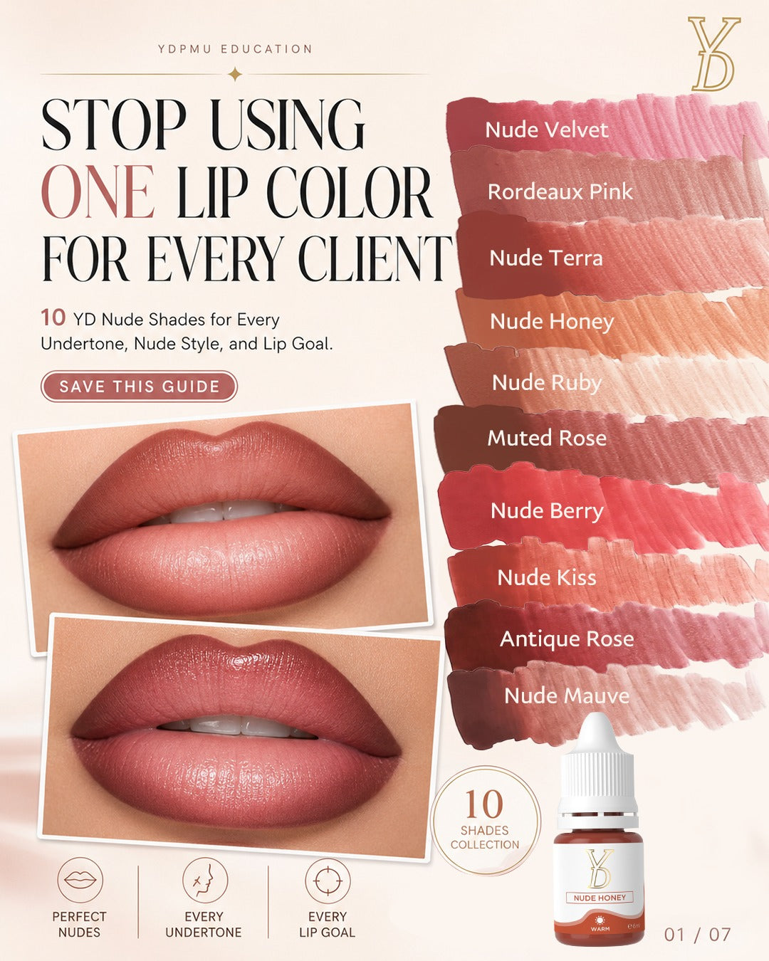 YD Powder Liquid Lip Pigments – 10 Nude Collection (6ml)