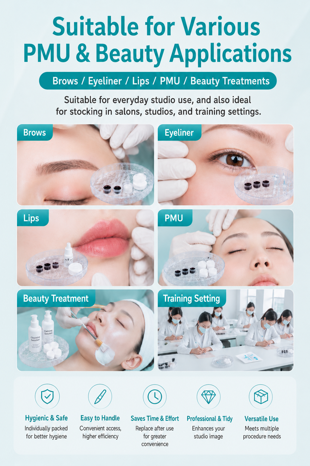 Disposable PMU Tray – Individually Wrapped Hygienic Kidney-Shaped Tray for PMU, Tattoo & Beauty Procedures