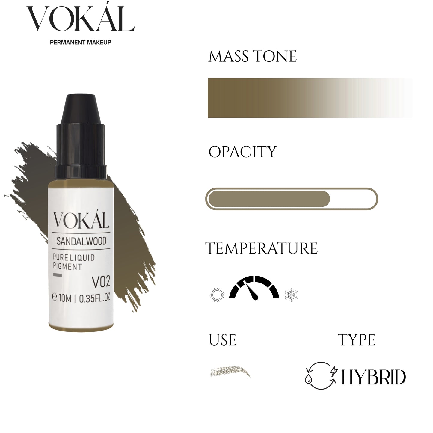 VOKÁL™ V02 Sandalwood – Water-Based Brow Pigment (10ml)