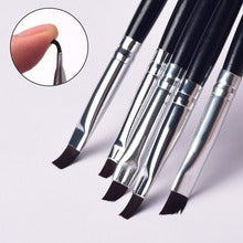 5-Piece Flat Nail Art Brush Set – Black Gel Polish & Painting Brushes