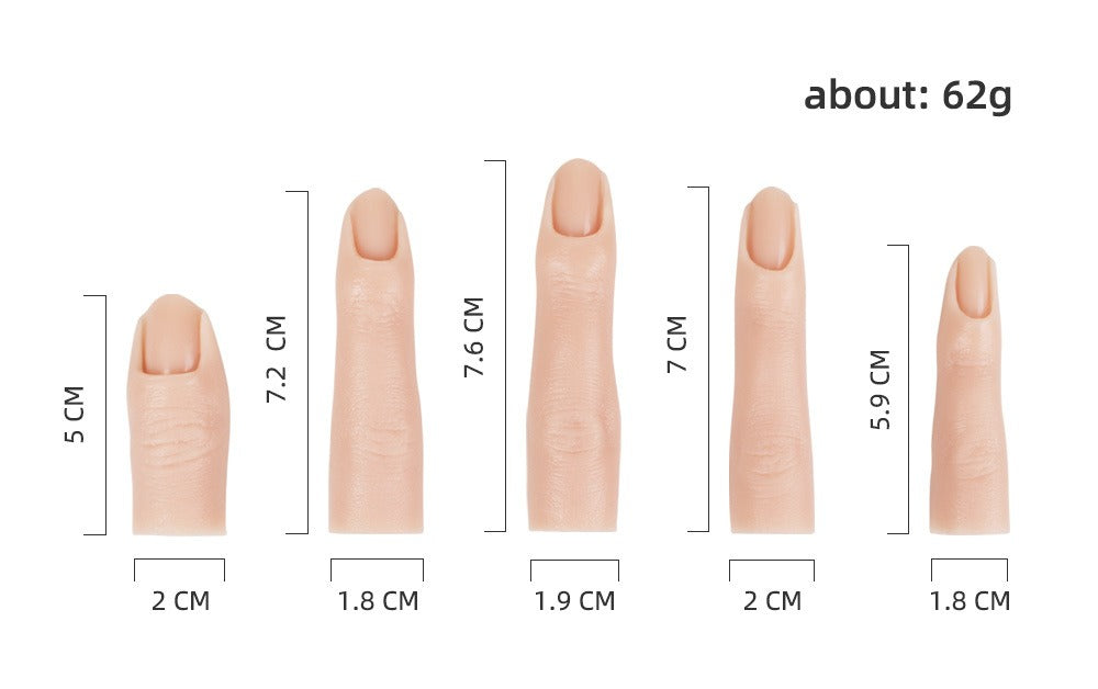 5-Piece Full Silicone Nail Practice Finger Set – Bendable Realistic Manicure Training Finger Models