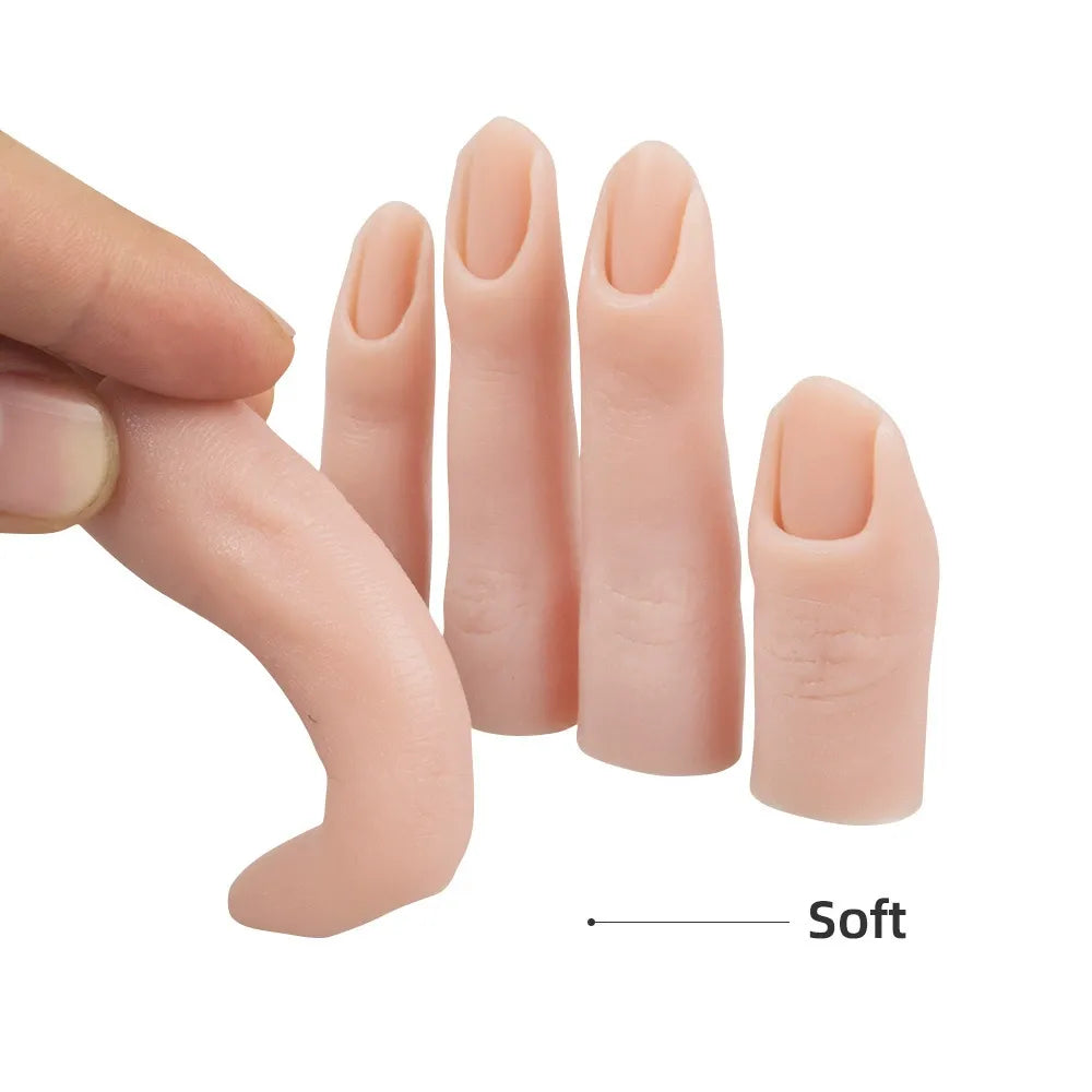 5-Piece Full Silicone Nail Practice Finger Set – Bendable Realistic Manicure Training Finger Models