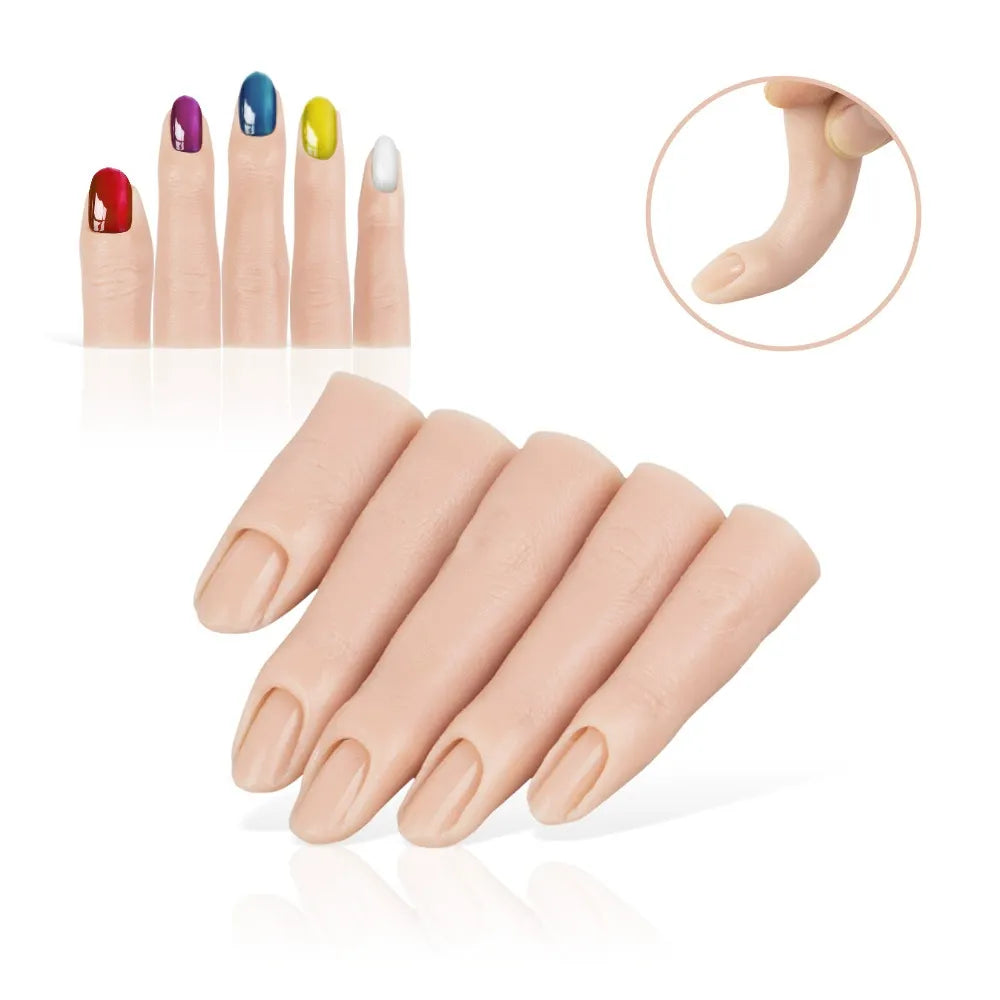5-Piece Full Silicone Nail Practice Finger Set – Bendable Realistic Manicure Training Finger Models
