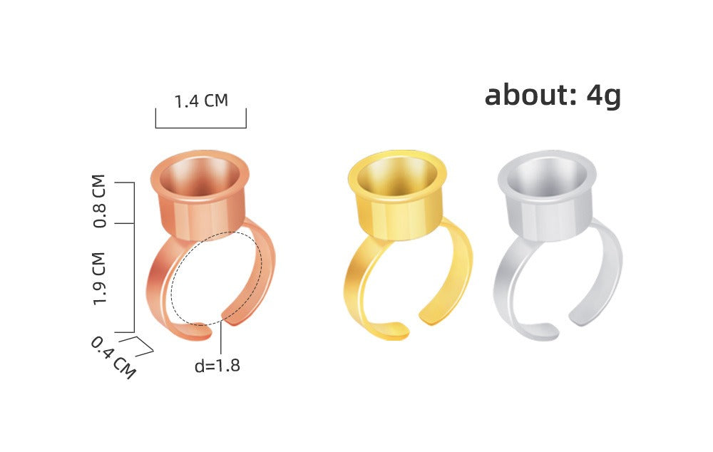 5-Piece Metal Pigment Ring Cup Set – Rose Gold, Gold & Silver | PMU Microblading Ink Cup Holder Kit