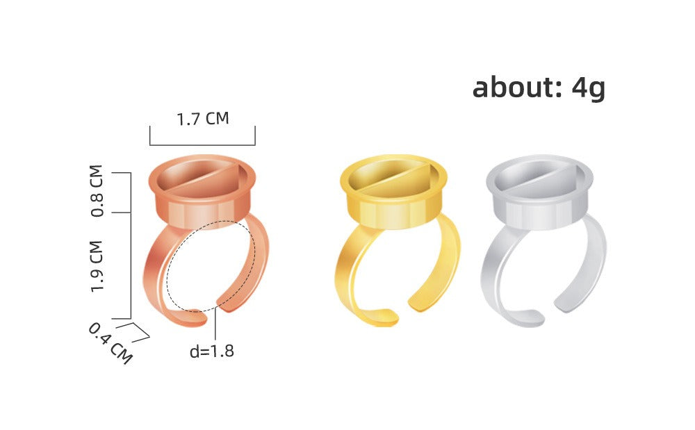 5-Piece Metal Pigment Ring Cup Set – Rose Gold, Gold & Silver | PMU Microblading Ink Cup Holder Kit