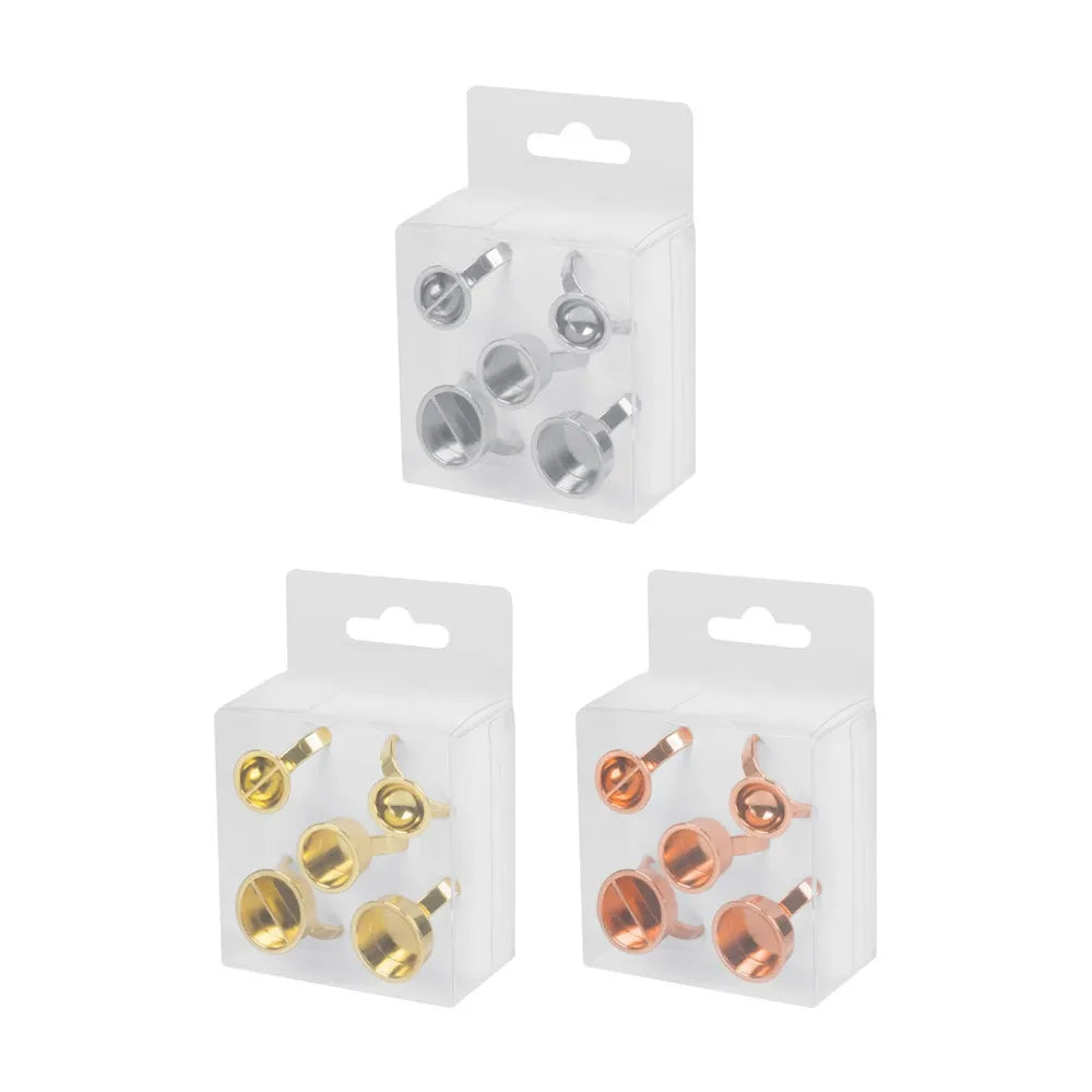 5-Piece Metal Pigment Ring Cup Set – Rose Gold, Gold & Silver | PMU Microblading Ink Cup Holder Kit