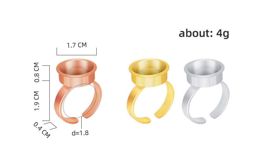 5-Piece Metal Pigment Ring Cup Set – Rose Gold, Gold & Silver | PMU Microblading Ink Cup Holder Kit
