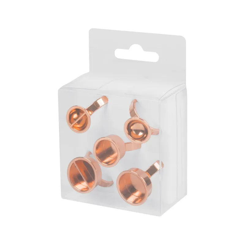 5-Piece Metal Pigment Ring Cup Set – Rose Gold, Gold & Silver | PMU Microblading Ink Cup Holder Kit