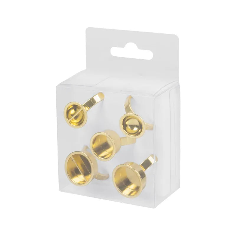 5-Piece Metal Pigment Ring Cup Set – Rose Gold, Gold & Silver | PMU Microblading Ink Cup Holder Kit