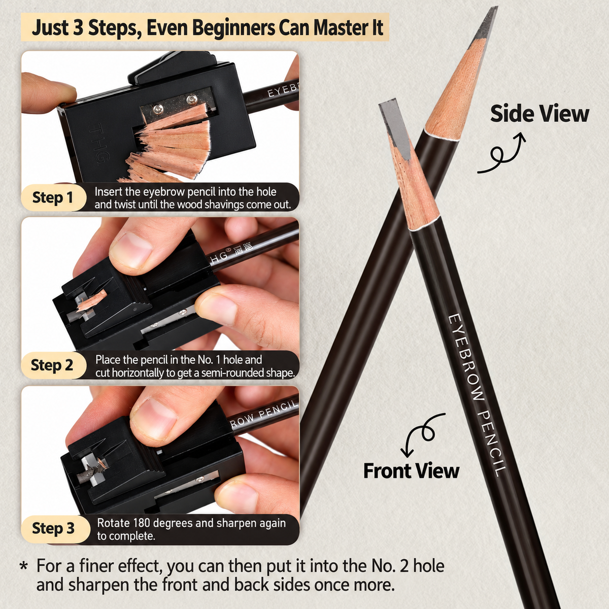 THG Professional Eyebrow Pencil Sharpener – Machete Tip PMU Brow Pencil Shaping Tool