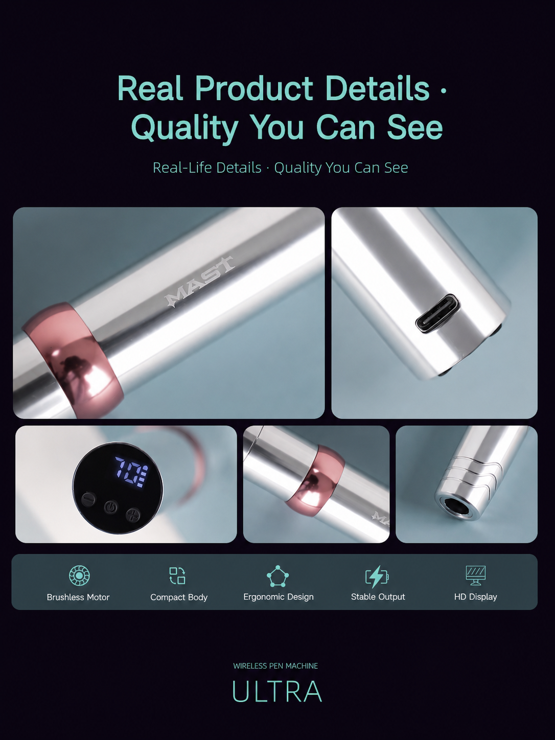 Mast P10 Pro Wireless PMU Machine – Professional Brushless Wireless Tattoo & Permanent Makeup Pen
