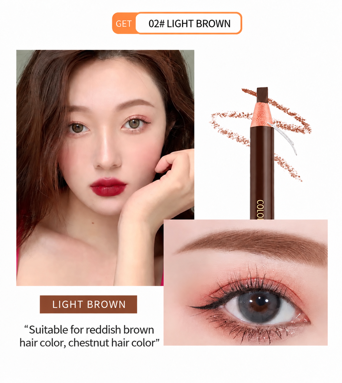 NILAI 1818 Professional Pull-String Eyebrow Pencil – Waterproof Flat-Tip Brow Mapping & Makeup Pencil - 12PCS/PACK