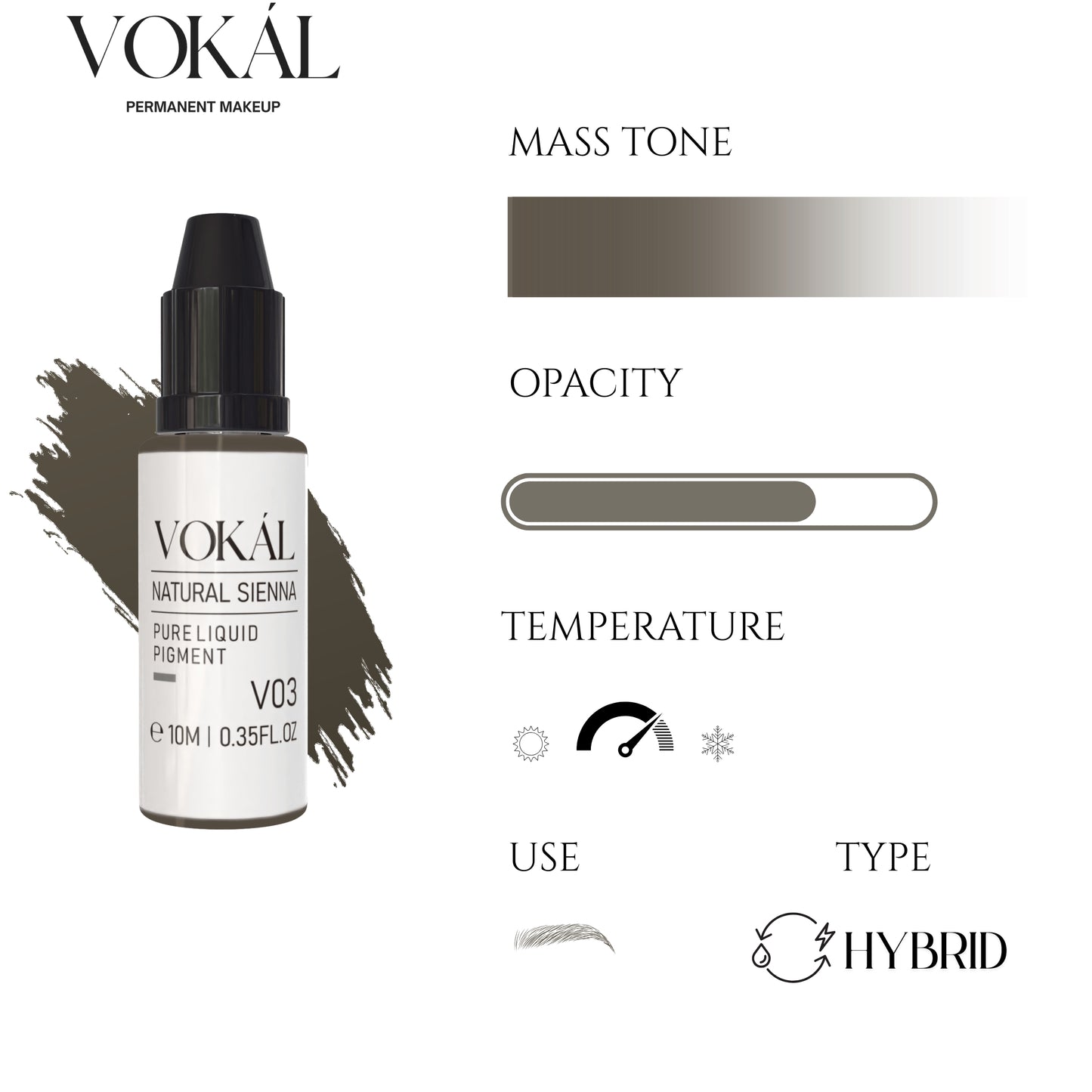 VOKÁL™ V03 Natural Sienna – Water-Based Brow Pigment (10ml)