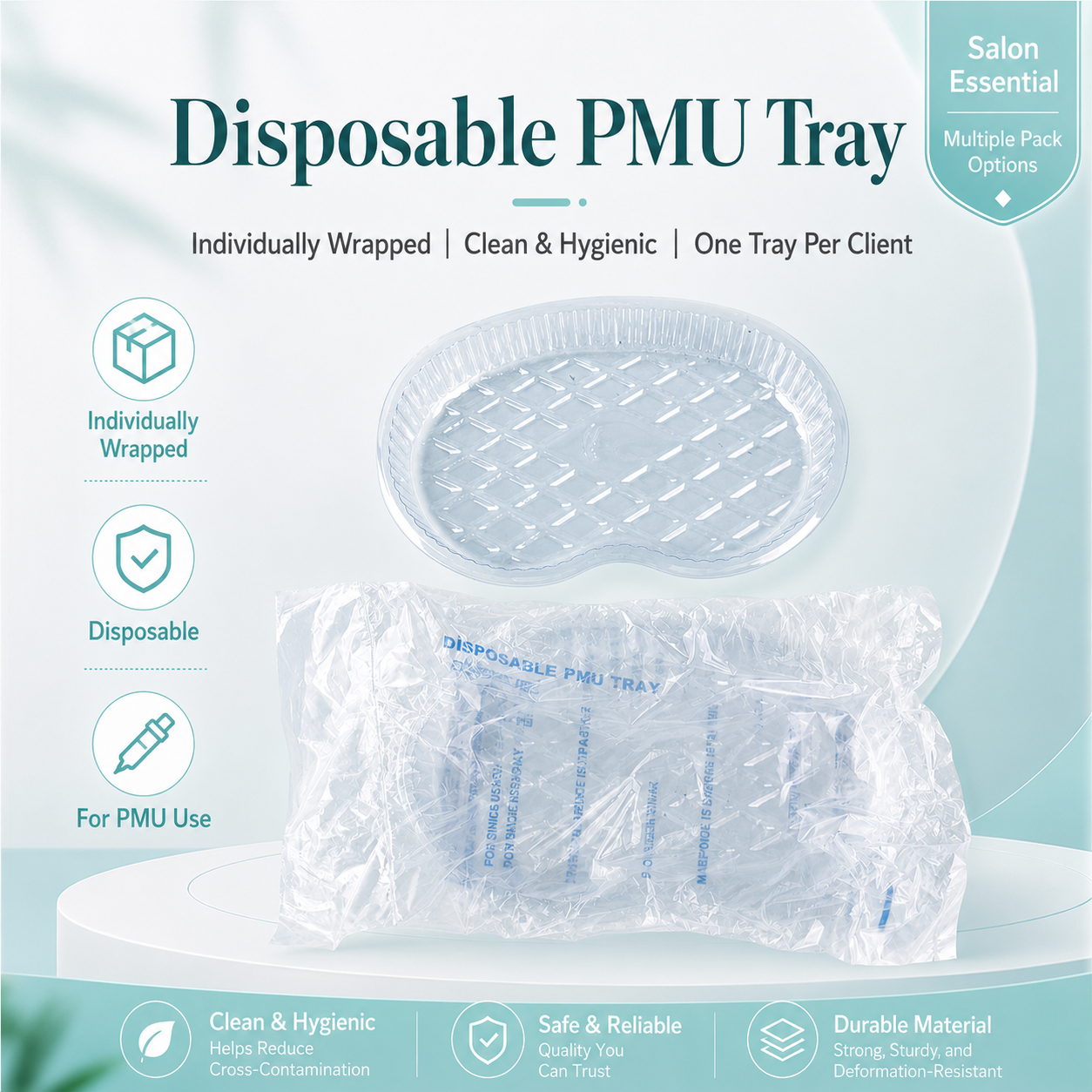 Disposable PMU Tray – Individually Wrapped Hygienic Kidney-Shaped Tray for PMU, Tattoo & Beauty Procedures