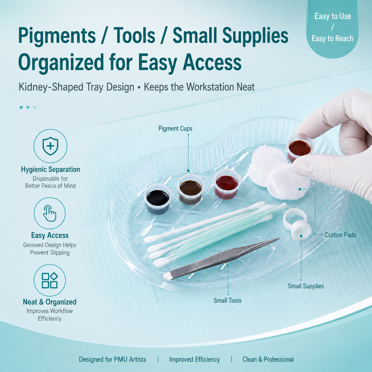 Disposable PMU Tray – Individually Wrapped Hygienic Kidney-Shaped Tray for PMU, Tattoo & Beauty Procedures