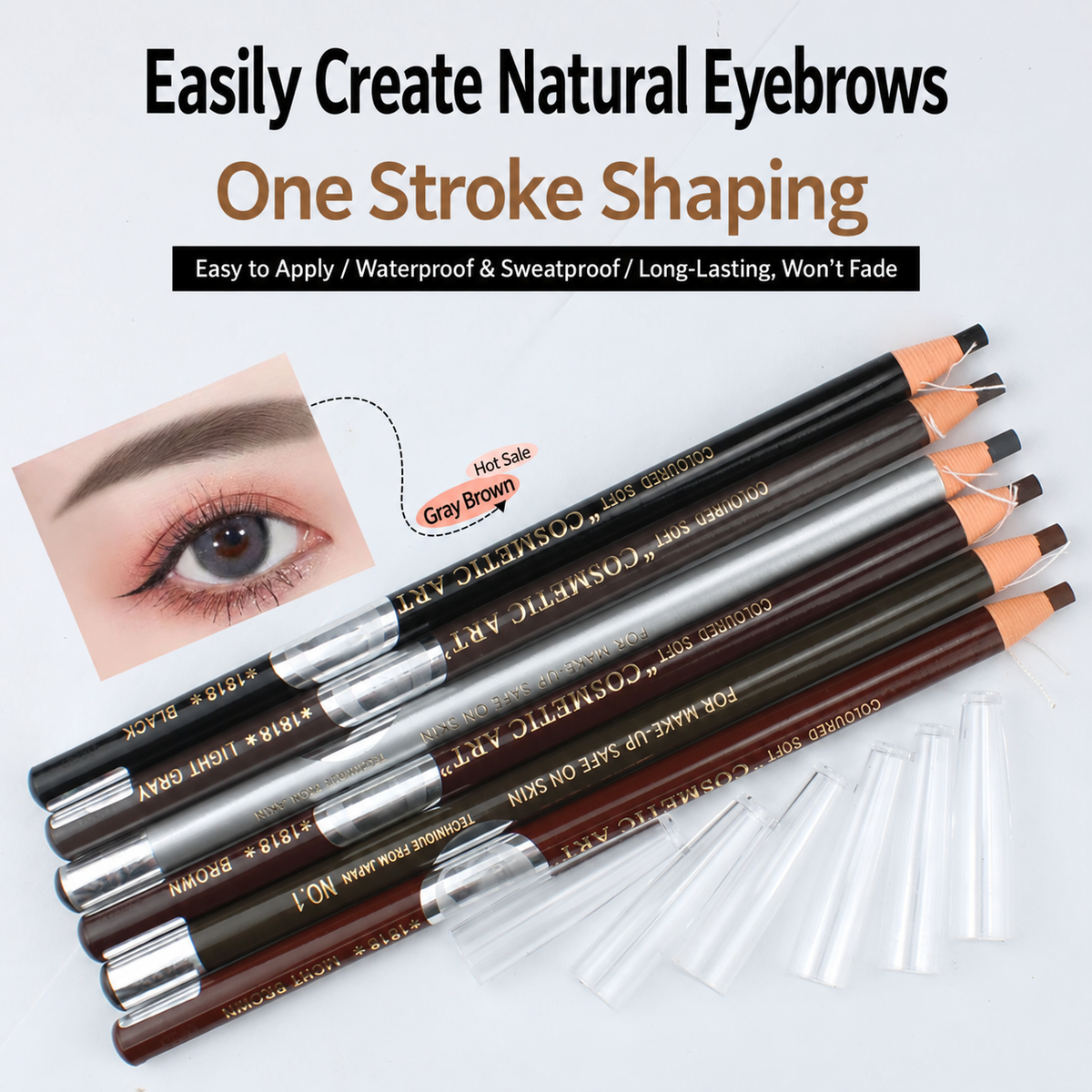 NILAI 1818 Professional Pull-String Eyebrow Pencil – Waterproof Flat-Tip Brow Mapping & Makeup Pencil - 12PCS/PACK