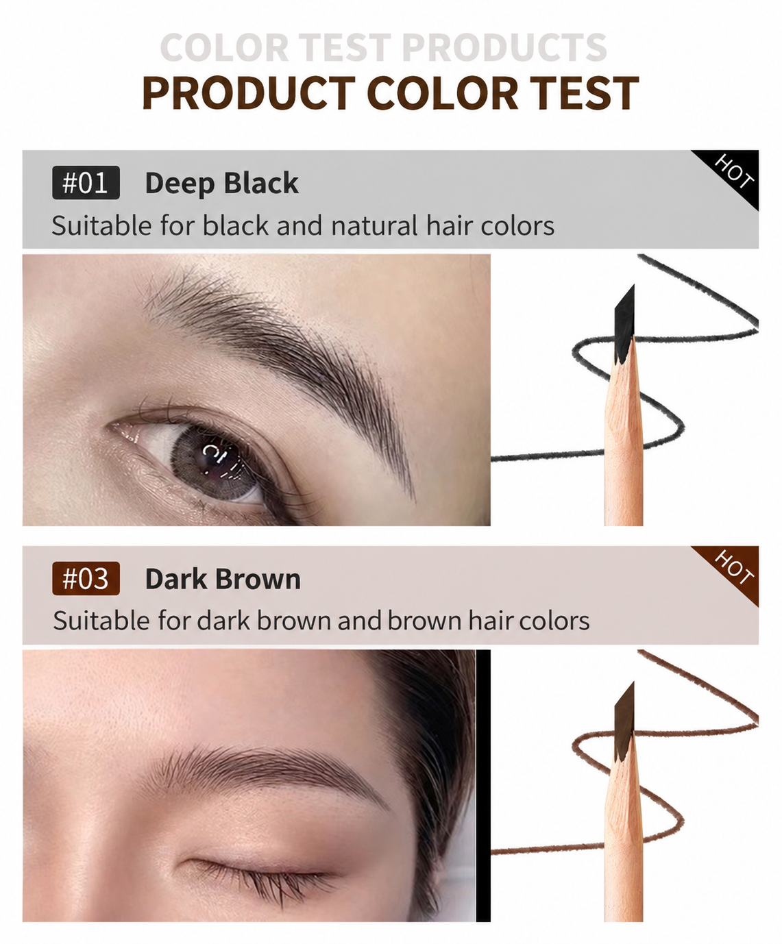 Professional Wooden Round-Core Machete Eyebrow Pencil – Waterproof Brow Mapping & Hairstroke Design Pencil, 12PCS/Pack