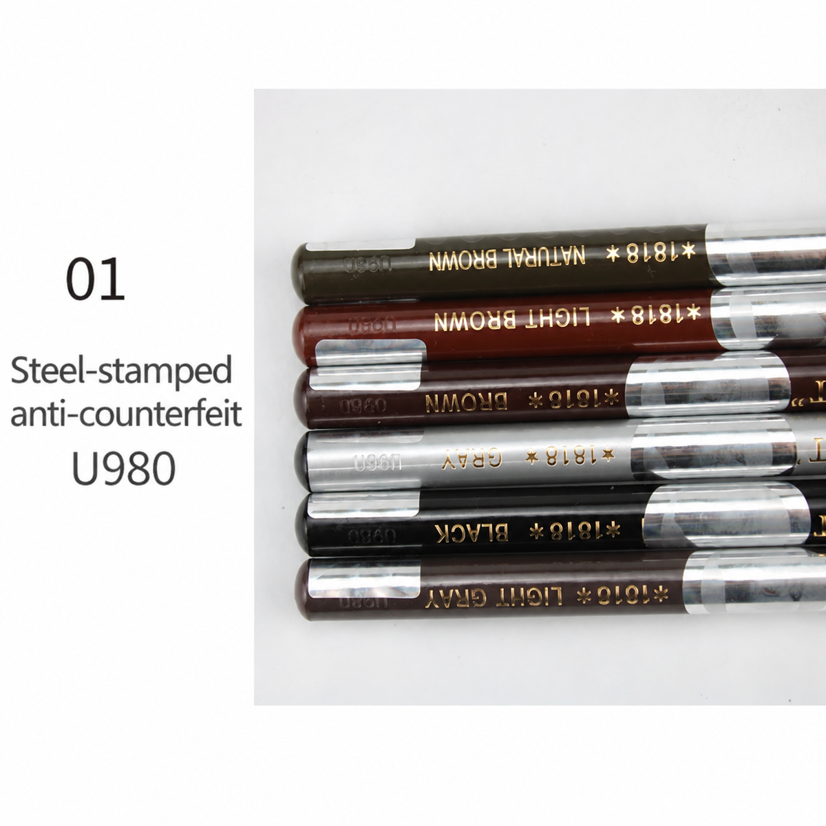 NILAI 1818 Professional Pull-String Eyebrow Pencil – Waterproof Flat-Tip Brow Mapping & Makeup Pencil - 12PCS/PACK