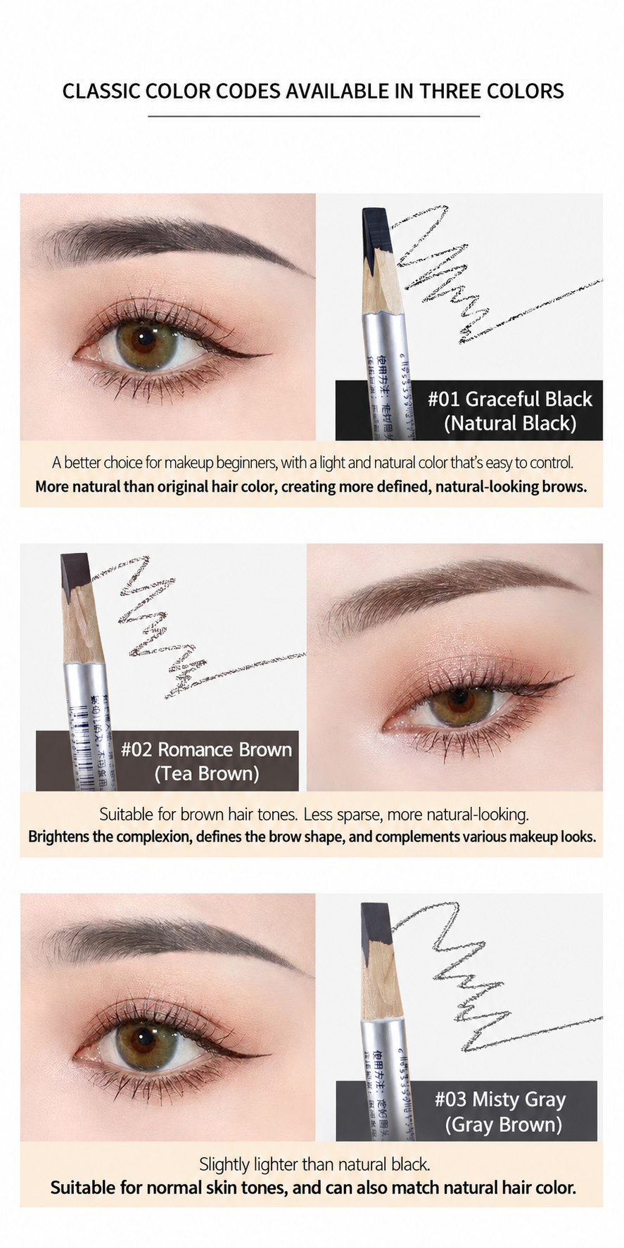 BBM Natural Lightweight Hard-Core Chisel Eyebrow Pencil – Waterproof Brow Mapping & Makeup Pencil – 12PCS/Pack