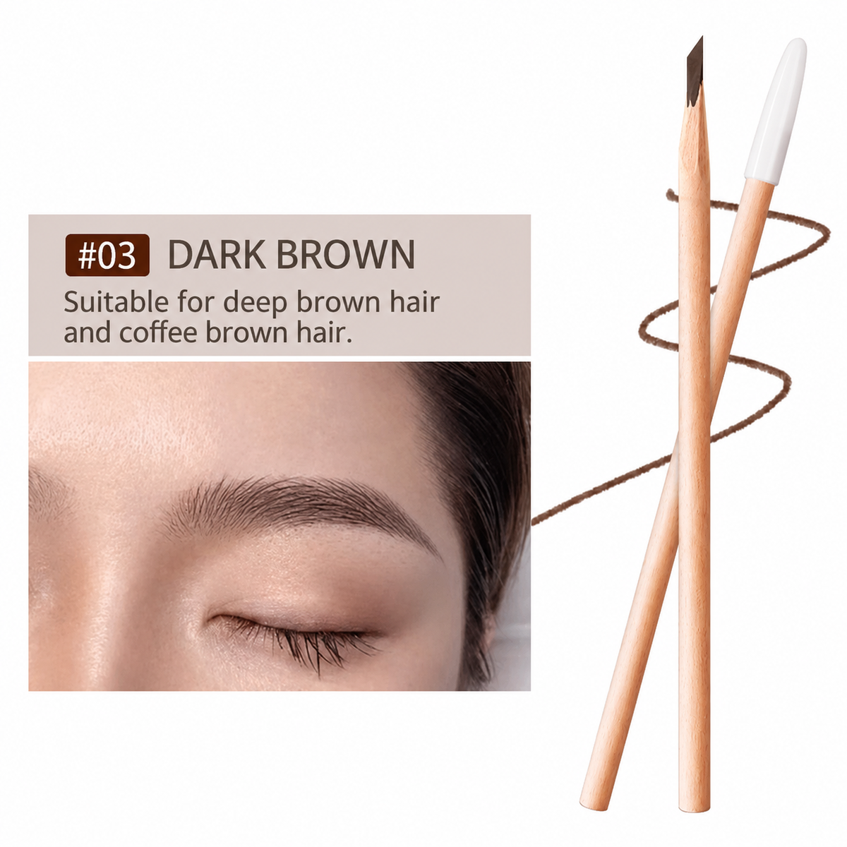 Professional Wooden Round-Core Machete Eyebrow Pencil – Waterproof Brow Mapping & Hairstroke Design Pencil, 12PCS/Pack