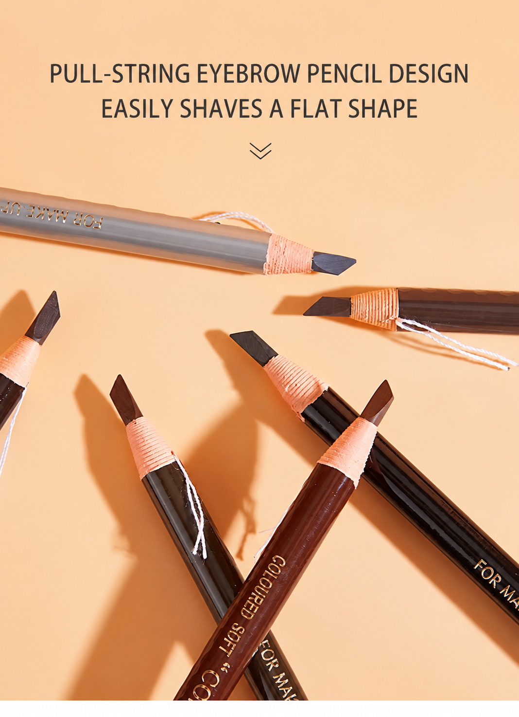 NILAI 1818 Professional Pull-String Eyebrow Pencil – Waterproof Flat-Tip Brow Mapping & Makeup Pencil - 12PCS/PACK